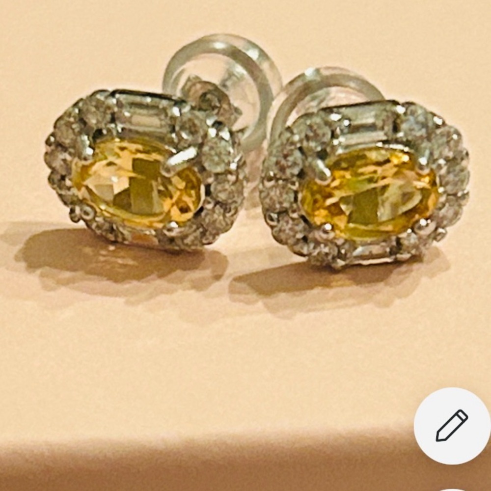 Citrine oval cut stud push back earrings retail $499